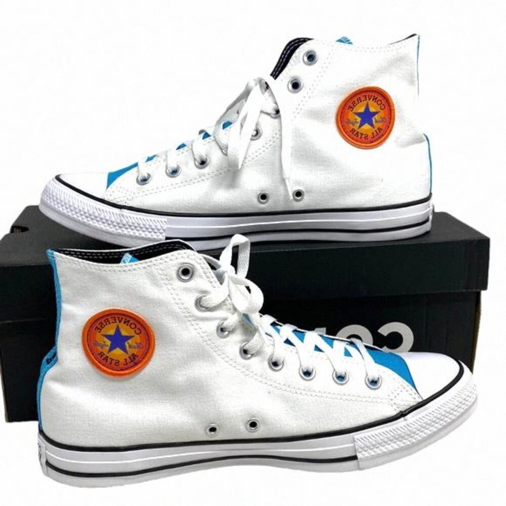 Converse Chuck Taylor High Top Canvas White 172514C-WHT/BLU Custom Sneakers Men - Picture 2 of 10